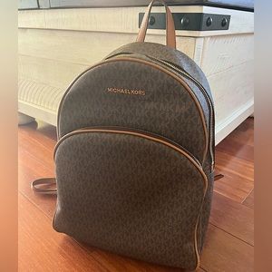 Michael Kors Abbey Large Brown Signature Backpack